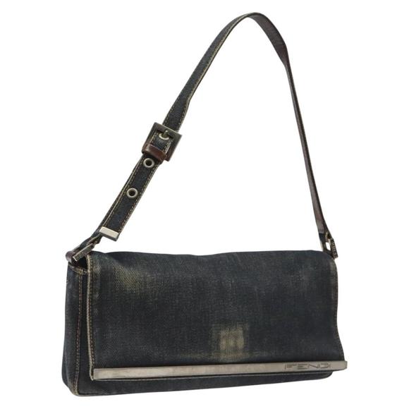 FENDI Shoulder Bag Denim Navy Auth EC962 - Picture 1 of 16